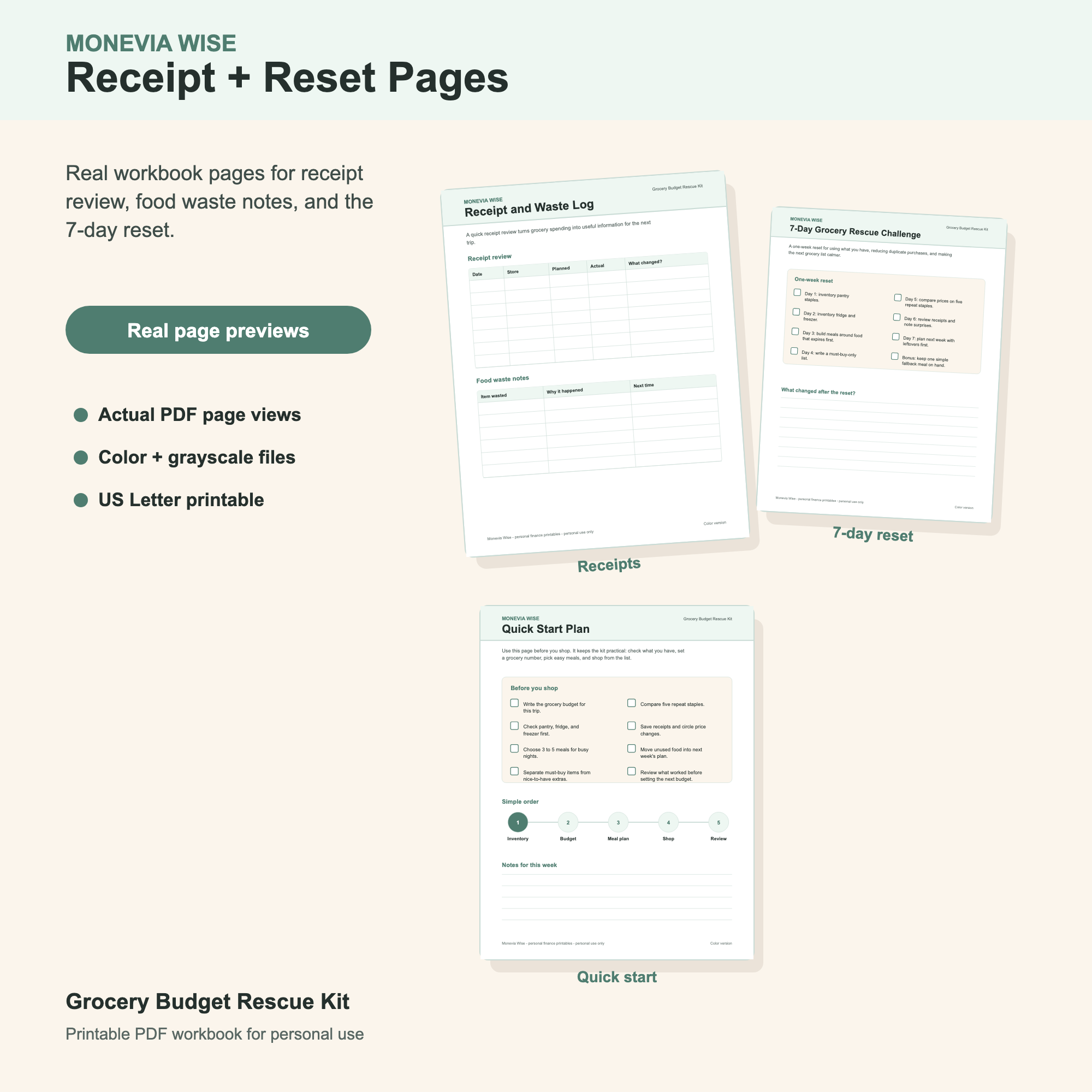 Preview of receipt review and grocery spending tracker pages