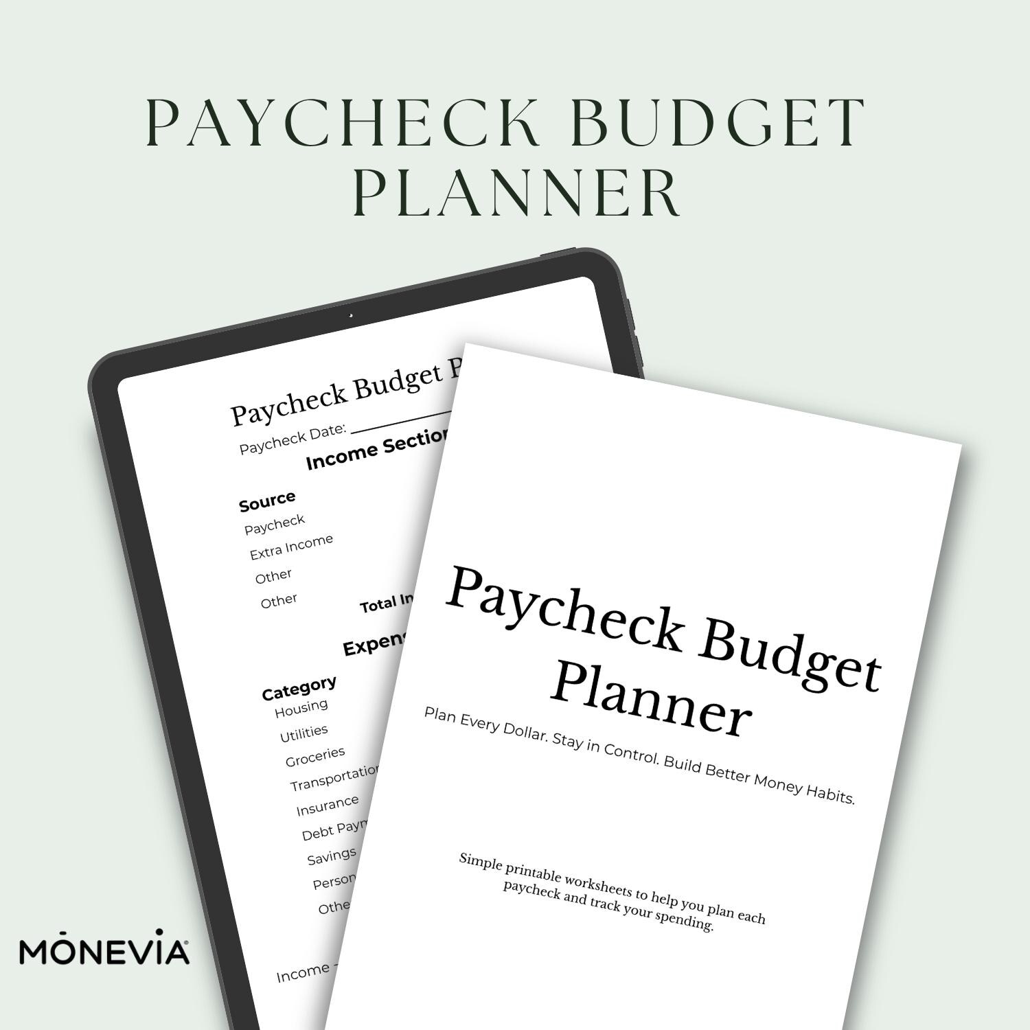 Paycheck Budget Planner Printable